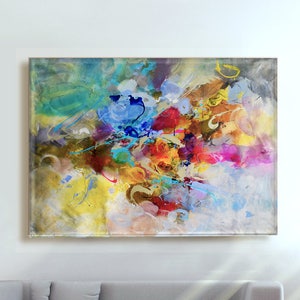Giclee print canvas, living room art print, large original painting canvas, office art prints, colorful painting, home decor wall art modern