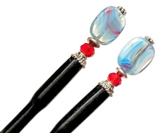 Hair Sticks! Set of 2 “Charlotte” Tidal Hair Sticks. Czech Glass. Get 90’s FRIENDS Style! FREE US shipping.