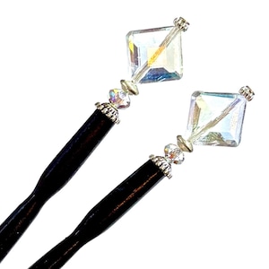 Set of two glass beaded hair sticks