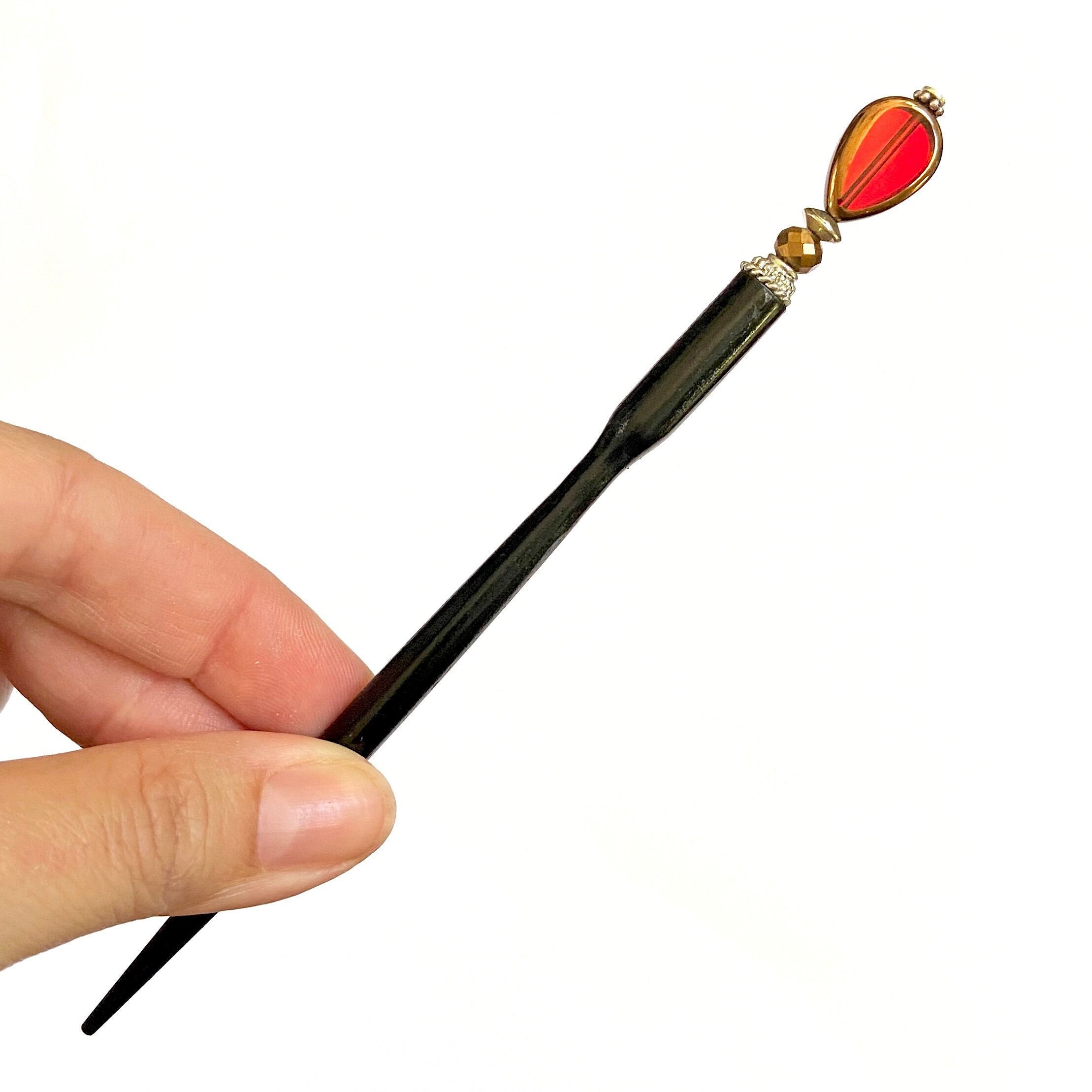 Red Czech Glass Tidal Hair Stick reina. New Hair Trend. 90s - Etsy Red Czech Glass Tidal Hair Stick reina. New Hair Trend. 90s - Etsy