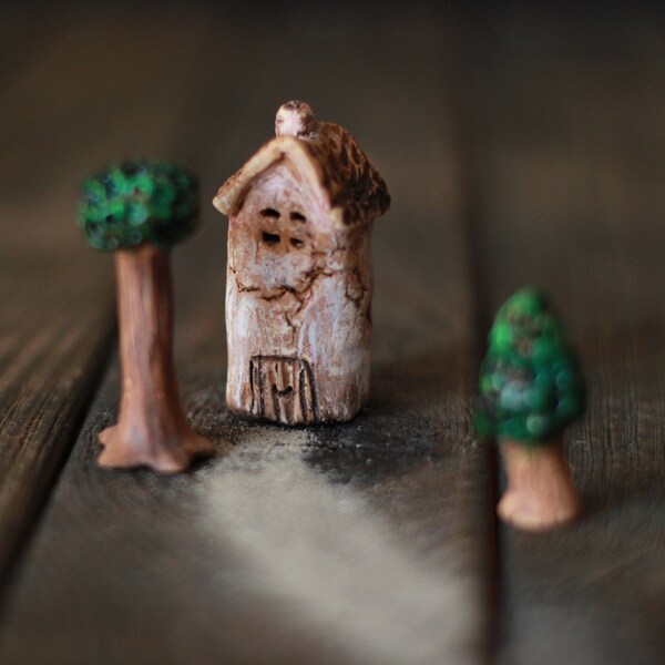 Small ceramic Tiny houses for home decor  Miniature little houses  Fairy garden Miniature house Little home clay building Mini village house