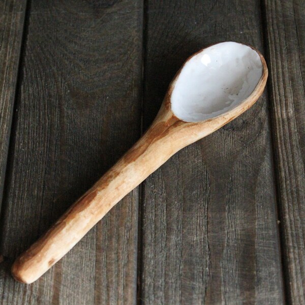 serving spoons Ceramic Spoons Home Kitchen Decor Handmade White and brown Glaze ceramic spoon rustic spoon serving spoon