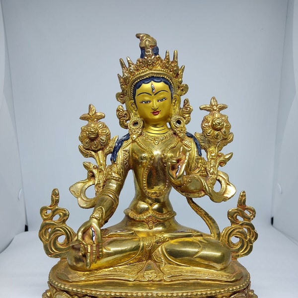 High Quality White Tara Statue Full Gold Plated Handmade in Nepal