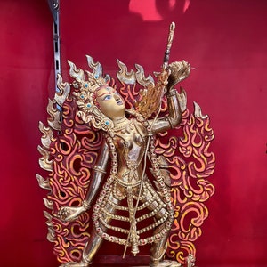 Vajrayogini full Gold Buddha Statue Handmade in Nepal Buddha Figuirine for home decor, meditation altar and monasteries image 1