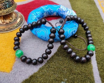 Black Wooden Bracelet - Unique Buddhist Style Gifts Shakya Handicraft