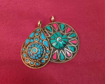 Bundle of 2 Special Tibetan Style Quality Pendant Handmade in Nepal