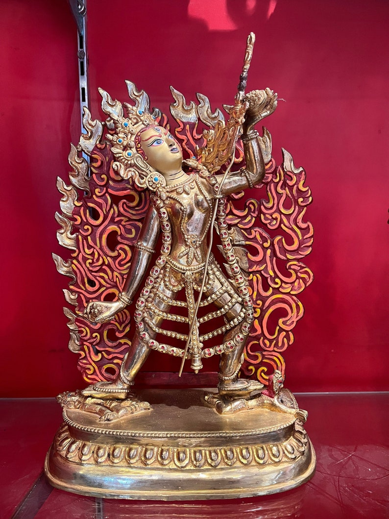 Vajrayogini full Gold Buddha Statue Handmade in Nepal Buddha Figuirine for home decor, meditation altar and monasteries image 1