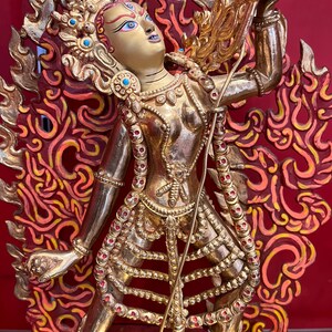 Vajrayogini full Gold Buddha Statue Handmade in Nepal Buddha Figuirine for home decor, meditation altar and monasteries image 5