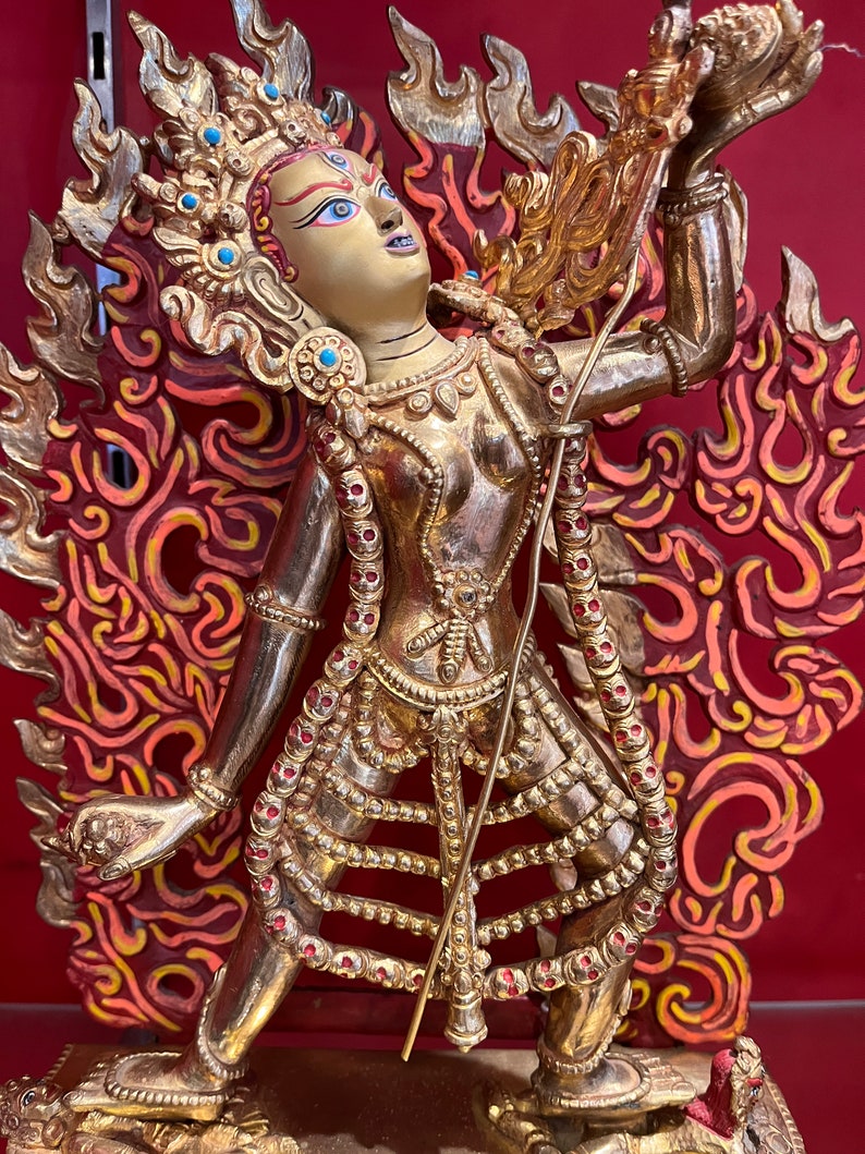 Vajrayogini full Gold Buddha Statue Handmade in Nepal Buddha Figuirine for home decor, meditation altar and monasteries image 5