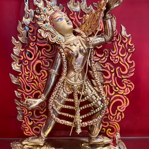 Vajrayogini full Gold Buddha Statue Handmade in Nepal Buddha Figuirine for home decor, meditation altar and monasteries image 3