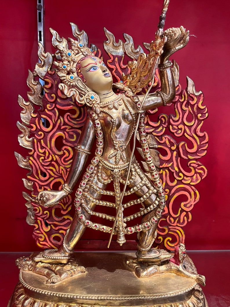 Vajrayogini full Gold Buddha Statue Handmade in Nepal Buddha Figuirine for home decor, meditation altar and monasteries image 3