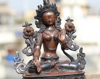 Weiße Tara Buddha Statue buddhistisches Geschenk Antique Look für Buddha Decor