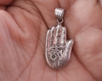 925 Sterling Silver Buddha Hand Pendant Handmade in Nepal