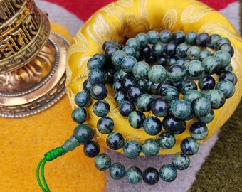 Grüner Onyx Prayer Mala - Besonderes buddhistisches Geschenk Prayer Mala Meditation Geschenk
