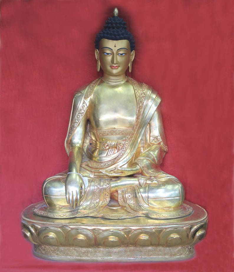 Big Buddha Statue Golden Shakyamuni Buddha Buddhist Etsy