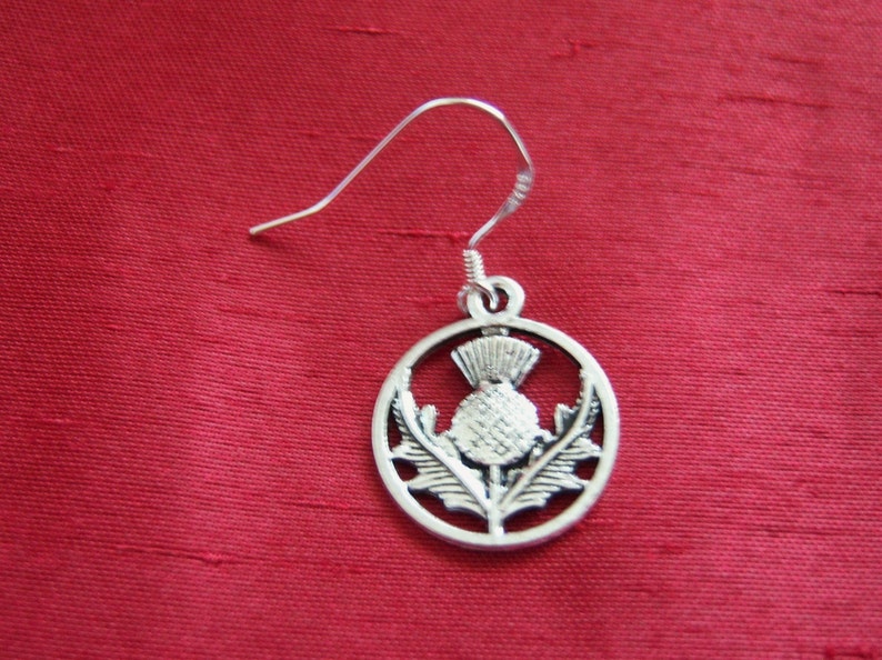 Scottish thistle earrings with sterling silver earwires image 2