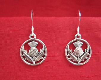 Scottish thistle earrings with sterling silver earwires