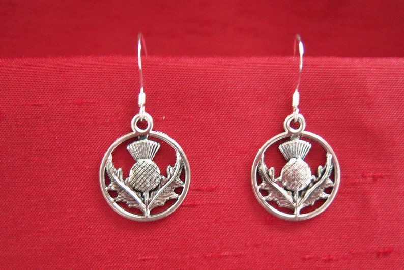 Scottish thistle earrings with sterling silver earwires image 1