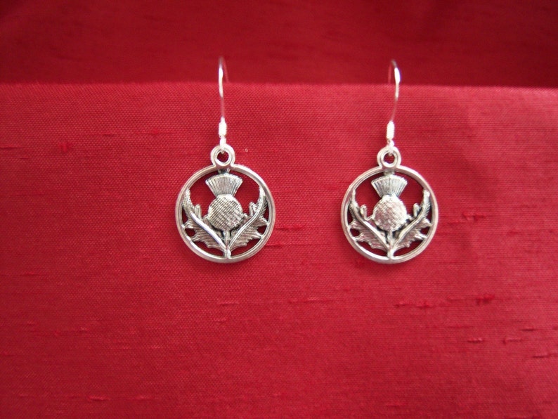 Scottish thistle earrings with sterling silver earwires image 3