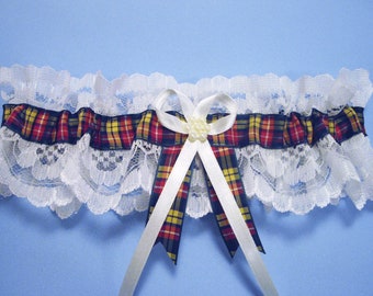 Buchanan tartan bruidssenband, ivoor of wit kant.