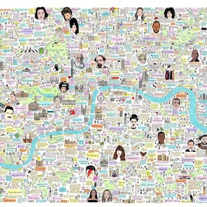 Illustrated Map of London History and Culture, Famous London Streets, London Landmarks, Famous London Places, Famous London, City Art image 2