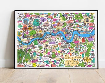 Illustrated Map of London First Edition, Famous London Streets, London Landmarks, Famous London Places, Famous London, London Artwork