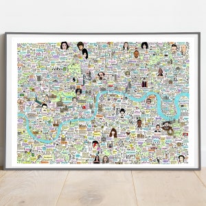 Illustrated Map of London History and Culture, Famous London Streets, London Landmarks, Famous London Places, Famous London, City Art