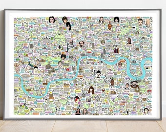 Illustrated Map of London History and Culture, Famous London Streets, London Landmarks, Famous London Places, Famous London, City Art