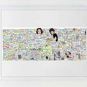 Illustrated Map of North London History and Culture, Famous London Streets, London Landmarks, Famous London Places, Famous London, North Art