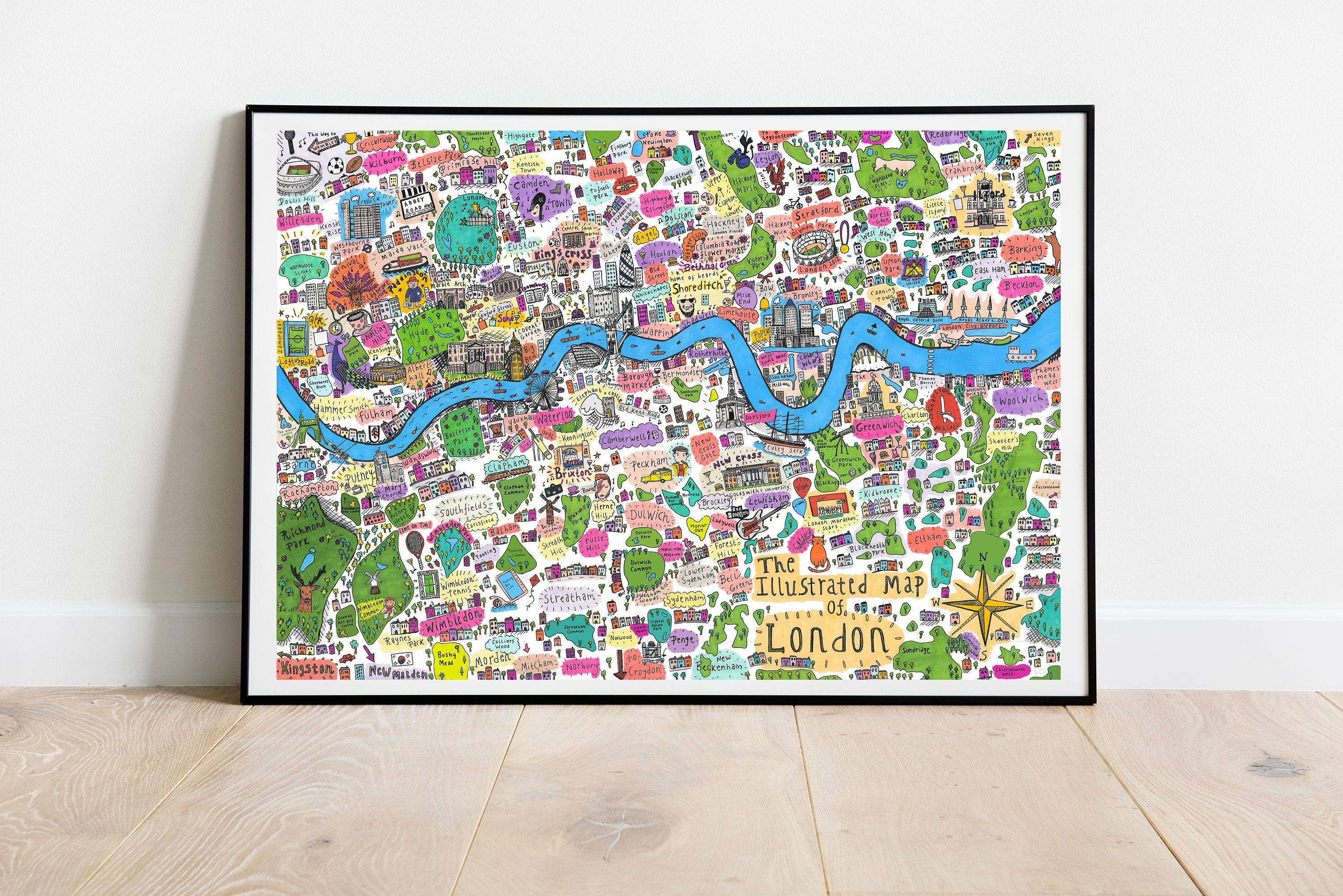 Illustrated Map of London First Edition, Famous London Streets, London Landmarks, Famous London Places, Famous London, London Artwork