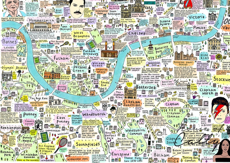 Illustrated Map of London History and Culture, Famous London Streets, London Landmarks, Famous London Places, Famous London, City Art image 9