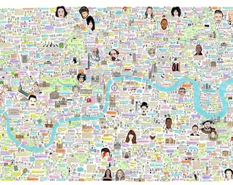 A0 Illustrated Map of London History and Culture, Famous London Streets, London Landmarks, Famous London Places, Famous London, Love London