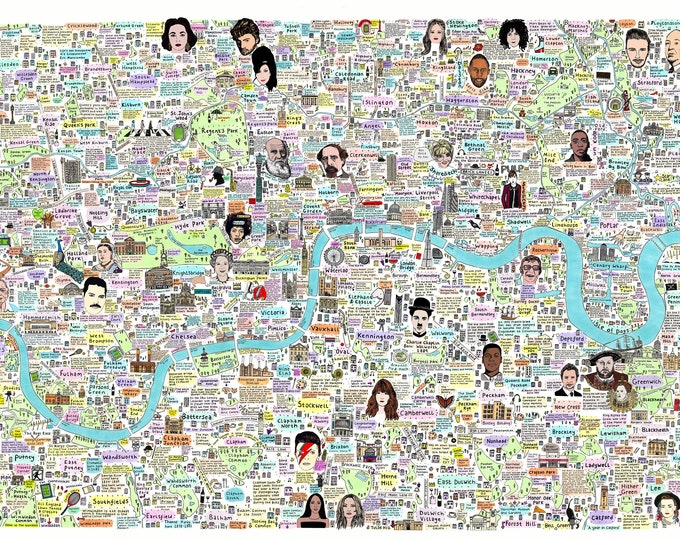 A0 Illustrated Map of London History and Culture, Famous London Streets, London Landmarks, Famous London Places, Famous London, Love London