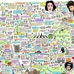 Illustrated Map of London History and Culture, Famous London Streets, London Landmarks, Famous London Places, Famous London, City Art image 7