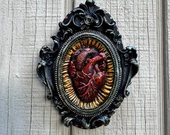 The Exalted Heart – Anatomical Heart Wall Art | Gothic Reliquary Sculpture | Dark Academia Oddities Decor