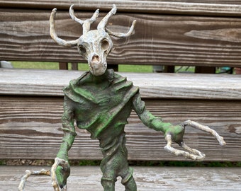 Leshy Forest Spirit Sculpture Hand-Painted Polymer Clay OOAK Fantasy Monster Art Deer Myth Creature