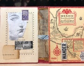 Recycled Book Cover Art Mexico Travel Abstract Handmade Analog Collage