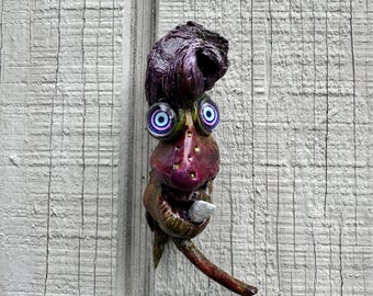 Pindle the Knotwatcher – Handmade Tree Spirit Sculpture | Woodland Creature Wall Art | Fantasy Oddities Decor | Forest Guardian