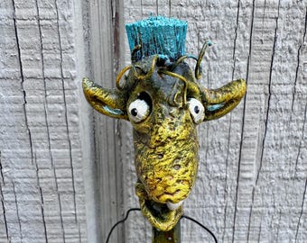 Bram Nettlewick – OOAK Goblet Goblin “Scentwarden / Tracefinder” | Hand Sculpted Whimsical Folk Art Creature