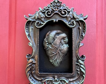 Square Patina Heart - Gothic Sacred Heart Wall Shrine, OOAK Assemblage Art, Dark Romantic Decor