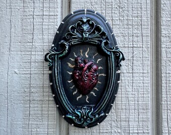 The Persistent Heart – Anatomical Heart Wall Plaque | Gothic Oddities Decor | Dark Reliquary Sculpture