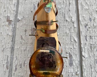 Voices Ceased - Found Object Assemblage Vintage Shoe Last Reliquary Wall Art OOAK Steampunk Industrial