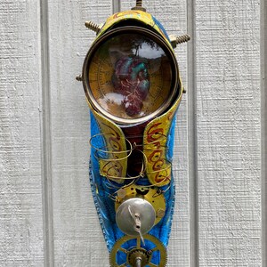 Steampunk Shoe Shrine OOAK Assemblage Clock Parts Found Object Art Altered Objects  Upcycled Art Junk Art Sculpture Industrial 