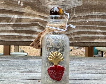 Love & Resilience Witch Bottle: Vintage Perfume Talisman with Tiger Eye
