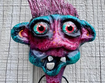 Hand-sculpted House Goblin Door Listener: Whimsical Folk Art Guardian Spirit Protector (OOAK)