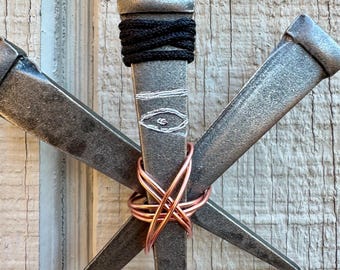 Handbound Iron Star Talisman - Copper Wrapped Evil Eye Ward