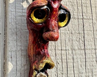 Pyrrhos Desert Tree Spirit Fire Oracle - Handcrafted Driftwood Wall Sculpture OOAK Sacred Guide Art