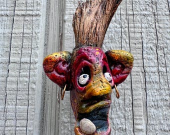 Jax Rattleflare – OOAK Goblet Goblin “Sparkbreaker” | Hand Sculpted Whimsical Folk Art Creature