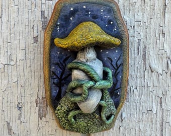 Handmade Mushroom Doll Sculpture – Cottagecore Assemblage Art
