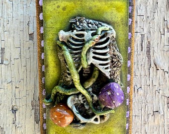 What the Forest Keeps - Skeleton Torso & Mushroom Sculpture, OOAK Nature Decay Art, Cottagecore Curiosity Assemblage